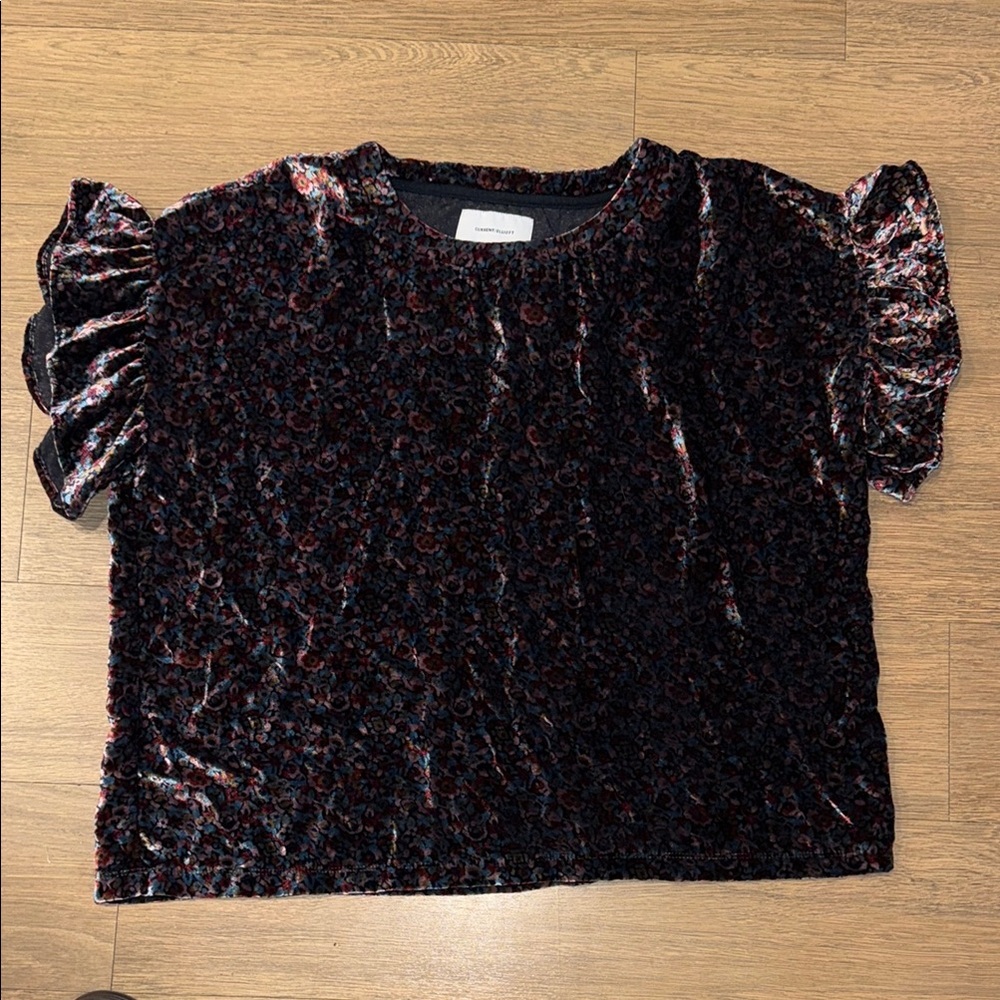 Anthropologie Floral Velvet Blouse
